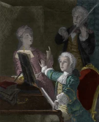 Wolfgang Amadeus Mozart met zijn vader Leopold en zus Marie-Anne